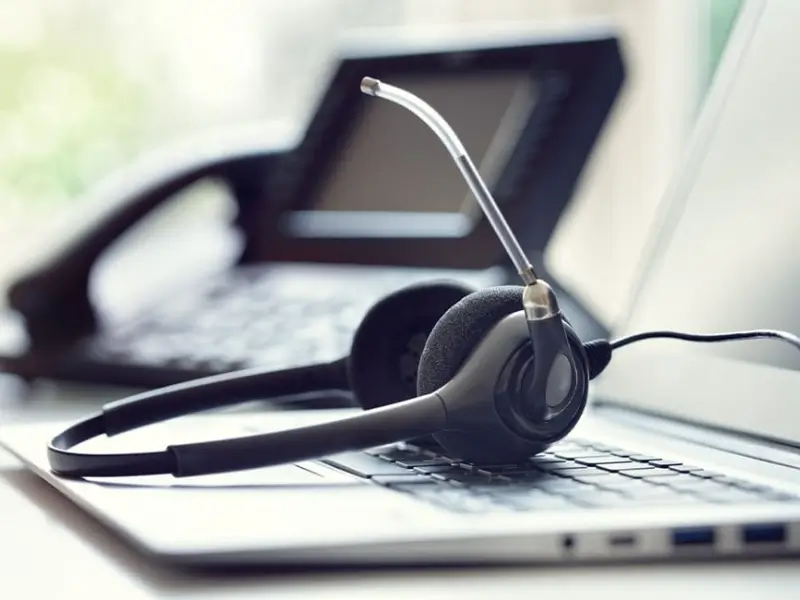 SIP/VoIP headset on keyboard — softphone setup