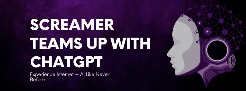 sCREAMER tELECOMS iNTERNET SERVICE PROVIDER TEAMS UP WITH chatgpt - futuristic ai head silhouette, Promoting internet and artificial intelligence